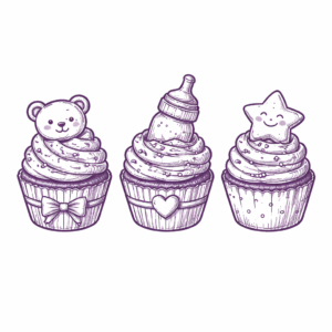 cupcakes thématiques pour bébé en lavande